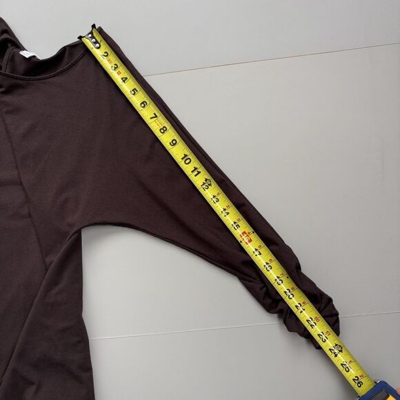 CUYANA Dolman Sleeve Midi Dress Medium Organic Pima Cotton Lagenlook Ruched Cuff - Picture 12 of 15